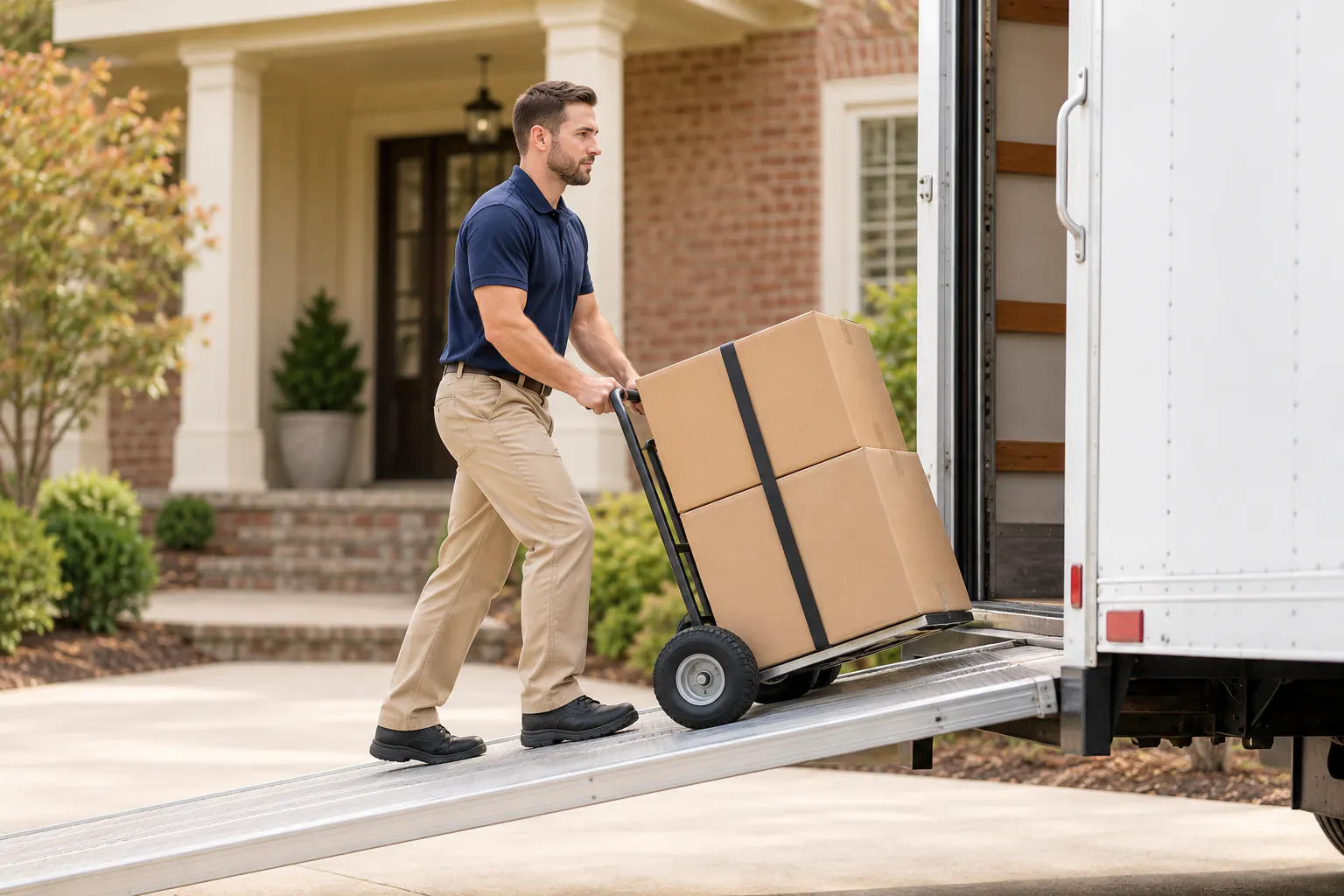 Relocation services loading boxes into a truck in La Vergne, TN